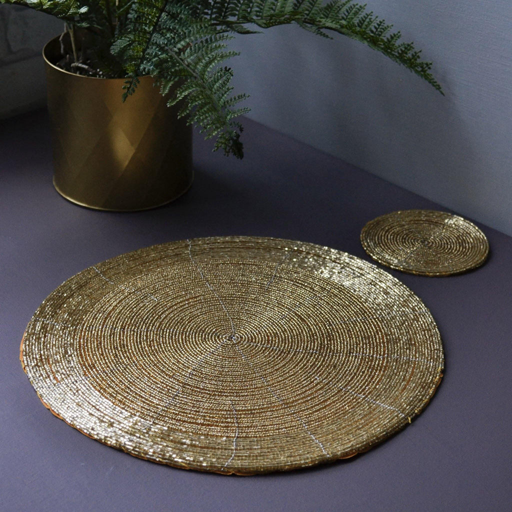 Placemat, Round Beaded - Gold - Liv's