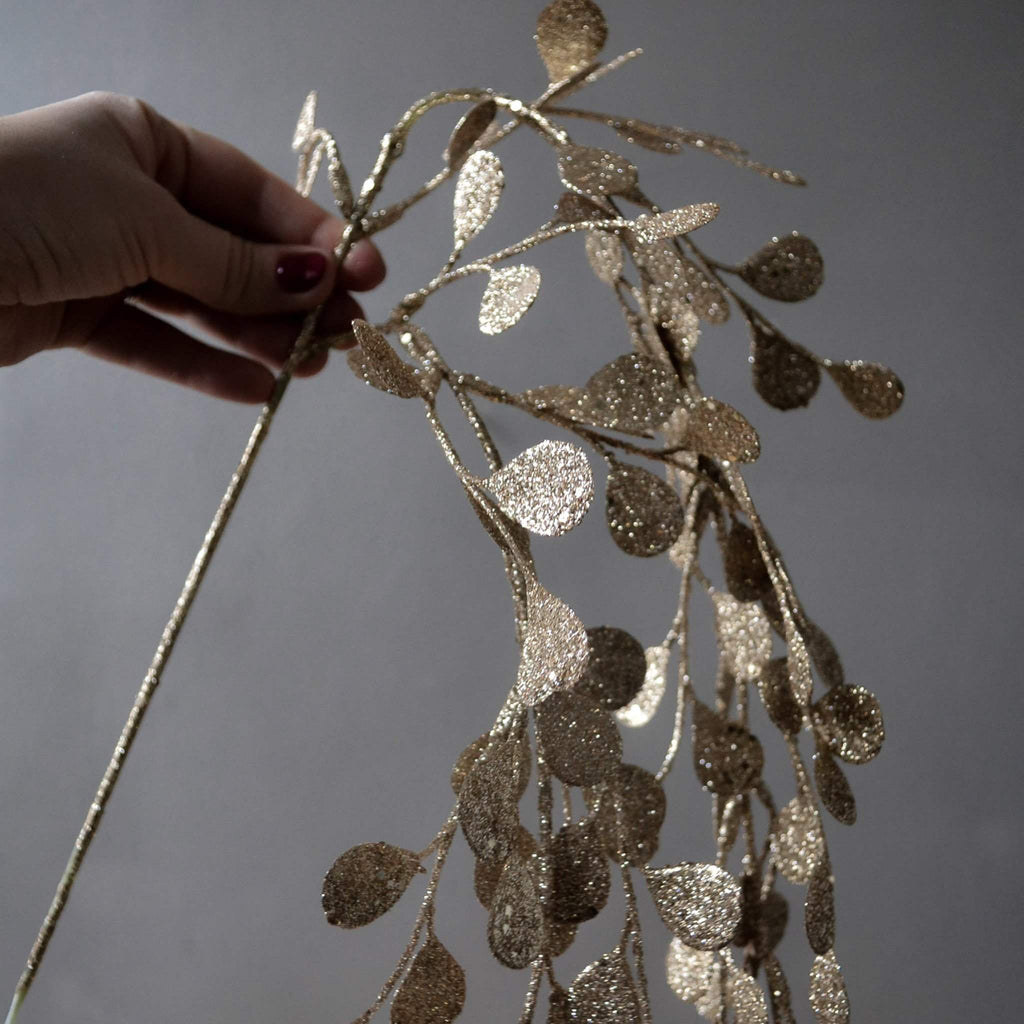 Glitter Tree Spray Penny Droop - Oyster Gold 60cm - Liv's