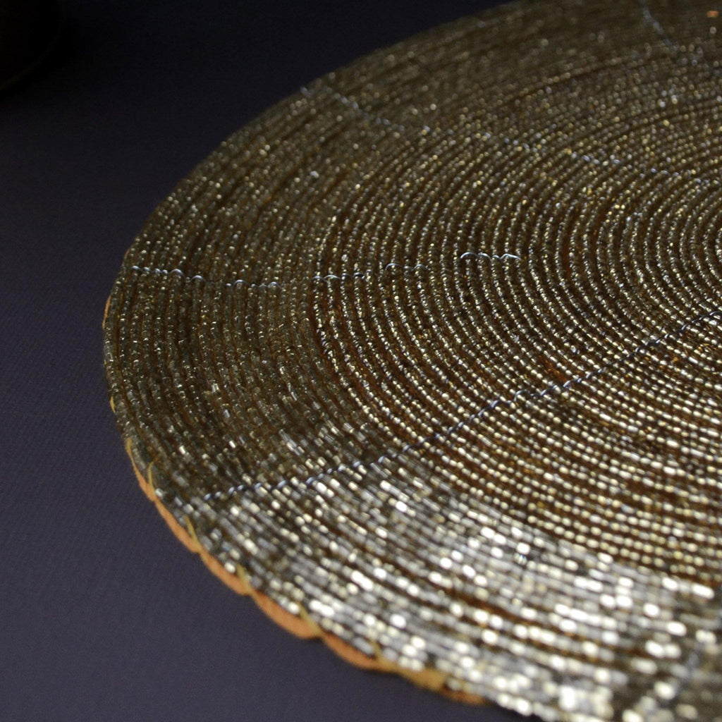 Placemat, Round Beaded - Gold - Liv's